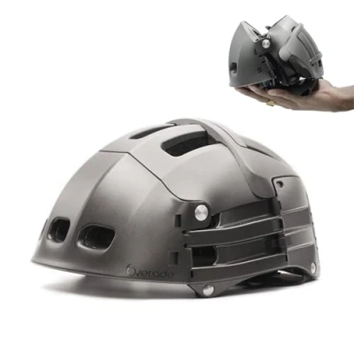 Image de Casque Pliable Overade Plixi pour Vélo, Trottinette électrique, Overboard, Roller, VAE Volume divisé par 3 Certifié CE EN1078 Une Protection équivalente à Un Classique Gris S/M