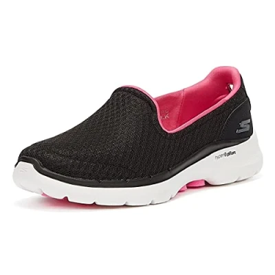 Image de Skechers Go Walk 6 Big Splash Sneaker Femme Black Textile/pink Trim 39.5 EU