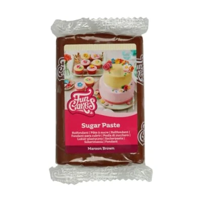 Image de FunCakes Pâte à Sucre Maroon Brown: facile utiliser, lisse, flexible, douce et pliable, parfaite pour la décoration de gâteaux, halal, casher sans gluten. 250 g