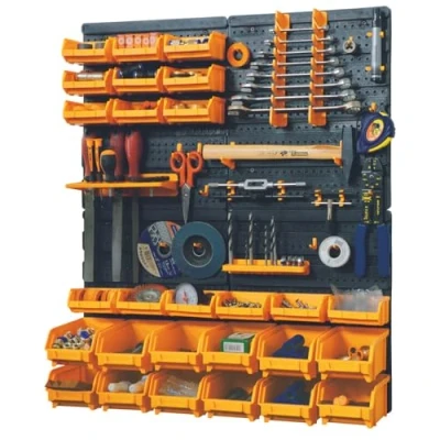 Image de Panneau porte outils INTEC Kit mural 4 panneaux 27 bacs de rangement 38 crochets Polypropylène durable