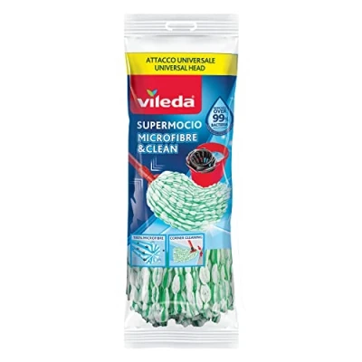 Image de Vileda Balai à Franges en Microfibre, Blanc/Vert, Taille Unique
