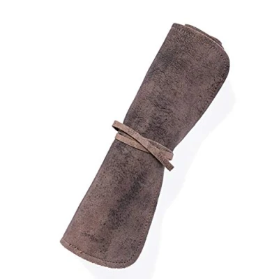 Image de Rouleau de Couteau Chef en Cuir véritable Haute qualité à 7 Fentes Steve Sac Outils Enroulable fermable Couteaux (7 Compartiments, Antiquité)