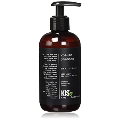 Image de KIS Green Volume Shampooing 250 ml Cheveux souples et fins Formule 100% végétalienne Sans sulfate à l&#039;extrait de bambou