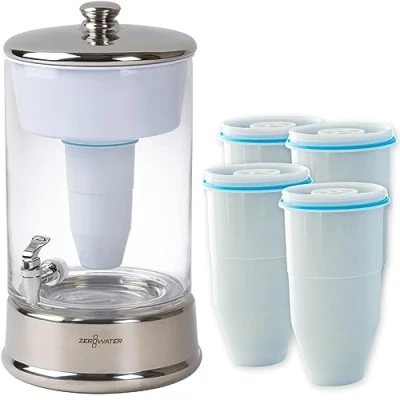 Image de ZeroWater Pack Carafe filtrante d&#039;eau 9 L avec 5 Cartouches de filtre à eau rechange et Indicateur qualité d&#039;eau, sans BPA certifié pour réduire Le Plomb Les Autres métaux Lourds