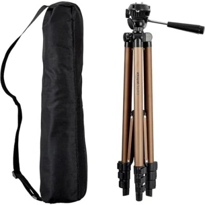 Image de Amazon Basics Trépied léger de 127 cm avec sac transport, Noir/Marron