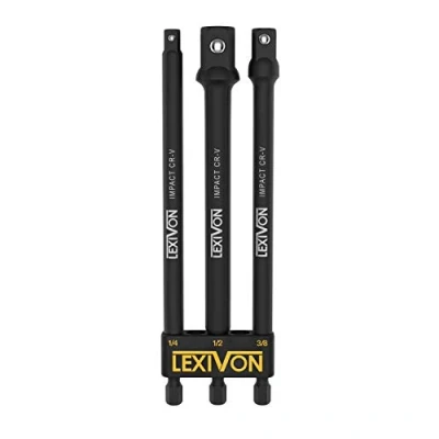 Image de Jeu de 3 adaptateurs porte douille 6&quot; = 15cm long, Entraînement 6 pans (1/4&quot; 6,35, 1/2&quot; 9.5, 3/8&quot; 12,7mm) Socket Adaptor Converter Set, tournevis embout ou une perceuse visseuse