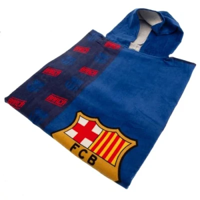 Image de Poncho serviette FC Barcelone Écusson 100% coton Lavable en machine 60x120 cm