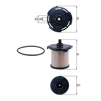 Image de Filtre à carburant MAHLE ORIGINAL KX 387D