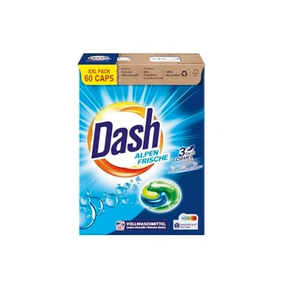 Image de Dash® Alpen Fresh 3 en 1 Caps XXL I 60 lavages de lessive pour linge blanc Formule fraîcheur, pureté et propreté 1,59 kg