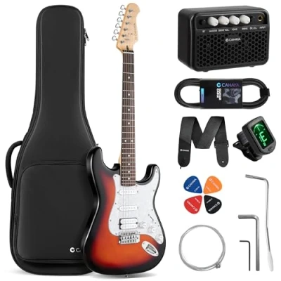 Image de CAHAYA guitare électrique de 39 pouces: ST avec 3 micros (S S H), inclut étui, amplificateur, accordeur, barre whammy et 4 médiators