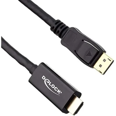 Image de Câble actif DisplayPort vers HDMI DELOCK 4K 60 Hz 2 m Noir Connecteur