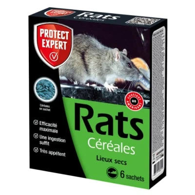 Image de PROTECT EXPERT Anti Rat 150 g 6 sachets Céréales prêt à l&#039;emploi Efficacité Maximale Très Appétent Une Ingestion Suffit