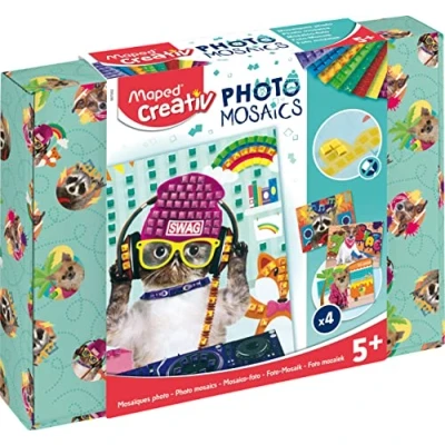 Image de MAPED Photo Mosaics Kit créatif et de Bricolage Plaquettes Autocollantes Illustration avec véritables Images, 907052, Animaux Cool, 1 Set