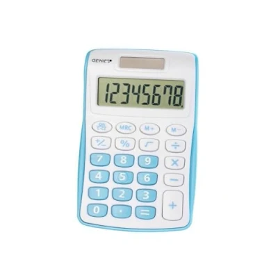Image de Genie Calculatrice 120 B 8 chiffres (Dual Power (Pile, solaire), design compact bleu
