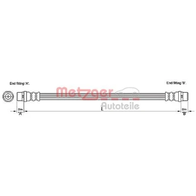 Image de METZGER 4110254 Flexible De Frein 318 AUDI: A6 C6 Allroad, Avant, Berline