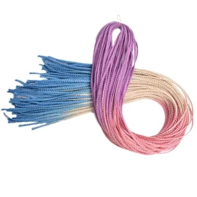 Image de tresses ombrées, fines en boîte, extensions de cheveux au crochet, synthétiques, arc ciel(D2)