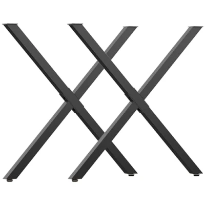 Image de HOMCOM Lot de 2 Pieds Table, en Forme Croix, Design Industrie, Acier, 70 x 8 72 cm, Noir