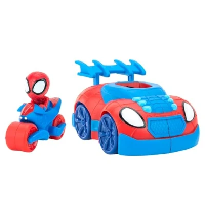 Image de Véhicule 2 en 1 Web Strike Ses Amis Extraordinaires de Marvel Lance Spidey sur Son Cycle Jouet Indispensable pour Tous Les Fans