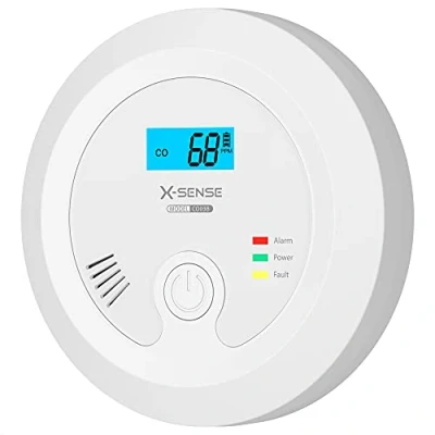 Image de X Sense Détecteur de Monoxyde Carbone avec Batterie Échangeable et l&#039;Écran LCD, Concentration Bouton Test Voyant d&#039;état LED, CO03B