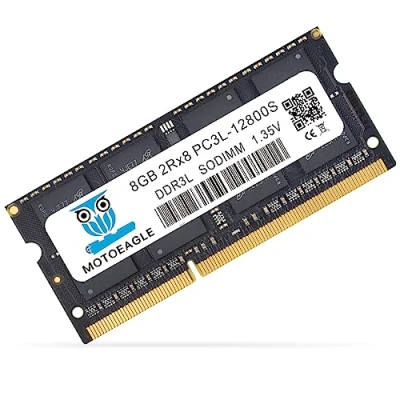 Image de motoeagle Modules mémoire RAM DDR3/DDR3L 1600 MHz PC3L 12800 (PC3 12800) CL11 SODIMM 2Rx8 1,35 V 204 broches Non ECC SO DIMM Ordinateur portable, 8GB 12800S NoirX1