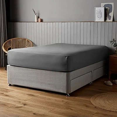 Image de Silentnight Drap Housse Super Doux pour Lit Simple Gris Anthracite avec Ourlets élastiques et Tissu Infroissable Lavable en Machine hypoallergénique 90 x 190 cm