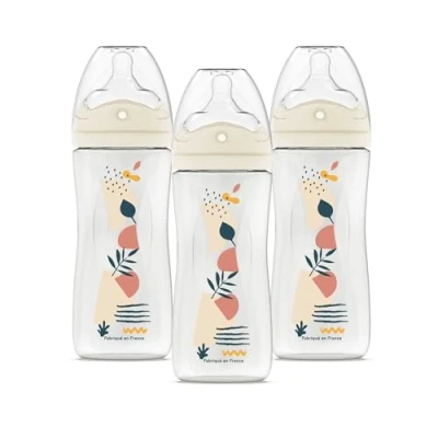 Image de DODIE Lot de 3 Biberons Tetine Multi Perforée, anti colique, 330mL, Terracotta