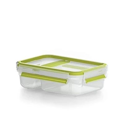 Image de Emsa Boîte à Yaourt et Repas avec Bord Charnière Pratique Couvercle, Yaourt, Volume : 0,6 Litre, Transparent/Vert, Clip &amp; Go, 518103