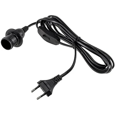 Image de ChiliTec Câble d’alimentation avec interrupteur et prise pour lampe à fabriquer soi même E14 Fassung + 3,4m Schalter Noir