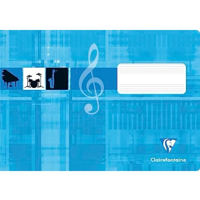 Image de Clairefontaine 31514C Cahier scolaire, idéal pour les cours de musique, A5 14,8x21 cm format paysage, 16 pages avec portées, 90g, 1 pièce, turquoise