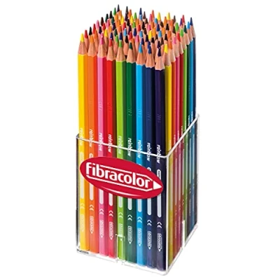 Image de FIBRACOLOR Rainbow Pot 96 crayons de couleur en bois hexagonaux pointe fine