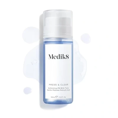 Image de Medik8 Press &amp; Clear Tonique Exfoliant Clarifiant à 2% de BHA Acide Salicylique et Tranexamique Atténue les Imperfections, Points Noirs l&#039;Excès Sébum 150ml