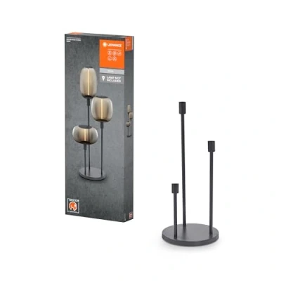 Image de LEDVANCE Lampadaire décoratif avec 3x douilles E27,trois supports(hauteur 36cm,59cm et 78cm),gris foncé,avec câble d&#039;alimentation de 1,8m,ampoule LED OSRAM 1906 parfaitement adaptée disponible séparée