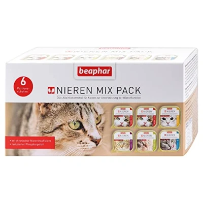 Image de BEAPHAR Mélange de régime pour chats Aliment diététique Teneur réduite en phosphore Avec huile saumon précieuse Soutient la fonction rénale doux les gourmets 6 portions x