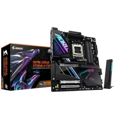 Image de GIGABYTE Carte mère X870E AORUS Xtreme AI Top Prend en Charge Les processeurs AMD Ryzen série 9000, 18+2+2 Phases VRM, jusqu&#039;à 8800 MHz DDR5 (OC), 1 PCIe 5.0 M.2 + 3 x 4.0 M.2, WI FI 7, 10GbE