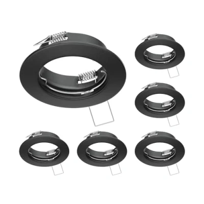 Image de ledscom.de 6 cadres d&#039;encastrement au plafond FERE, rond, noir mat