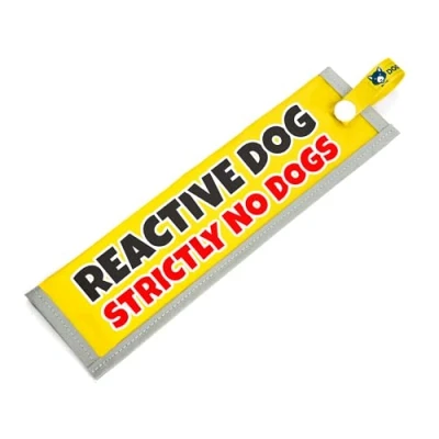 Image de dogkit Reactive Dog Manchon de sensibilisation à l&#039;espace pour chiens nerveux réactifs, réfléchissant, imperméable, double face enfiler laisse (jaune, uni)