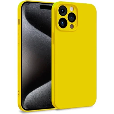 Image de MyGadget Coque pour iPhone 15 Pro Max Case Silicone Souple &amp; Soft Doublure Microfibre Cover TPU Protection Extra Fine Légère Jaune