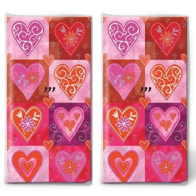 Image de Lot de 20 mouchoirs individuels en forme cœurs filigrane 2 paquets 10 imprimés cadeau.