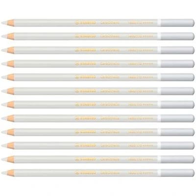 Image de Crayon de couleur STABILO CarbOthello Lot x 12 crayons pastel fusain Blanc cendré (1400/110)