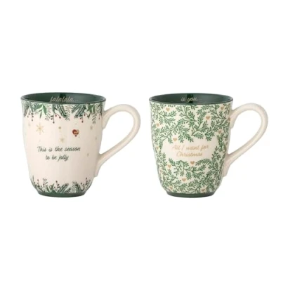 Image de Bloomingville Grazia Lot de 2 mugs en grès Vert 9 x 10 cm 300 ml