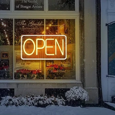 Image de SOLIDEE OPEN Néons LED ouverts Alimentés par USB Enseigne Lumineuse avec Interrupteurs à Intensité variable Néon éclairage Décoratif de Bar Hôtel Café Restaurant Salle Jeux(blanc jaunâtre)