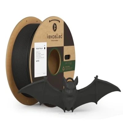 Image de PLA Matte Filament 1,75mm kexcelled, Finition Mate, Haute Ténacité, Bobines de Carton Améliorées, Pour la Plupart des Imprimantes 3D, Dimensionnelle +/ 0,03mm, 1kg (2,2lbs), Noir