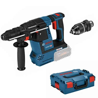 Image de Bosch Professional Système 18V Marteau perforateur sans fil GBH 26 F (sans batteries ni chargeur, avec poignée supplémentaire, butée de profondeur, chiffon machine, mandrin interchangeable SDS plus, en L BOXX)