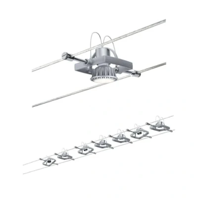Image de Paulmann 94152 Kit Système de Câbles Mac II 7x10W max, Chrome Mat Métal GU5,3 sans Ampoules