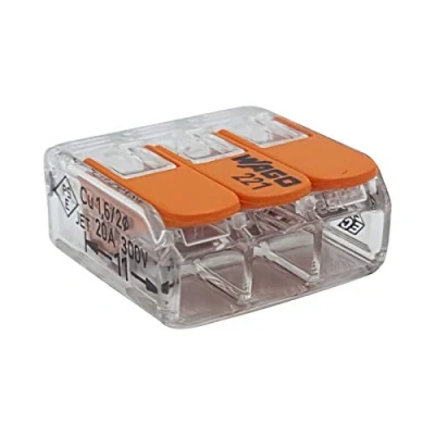 Image de 100 pièces Wago 221 413 borne de raccordement 3 fils avec levier 0,2 4 qmm petit modèle, transparent