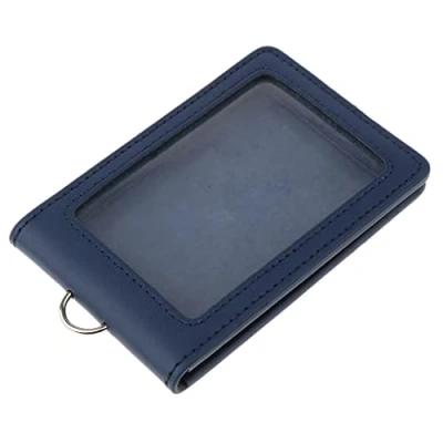 Image de sharprepublic Porte cartes Vertical En Cuir PU Avec Double Badge Bleu foncé