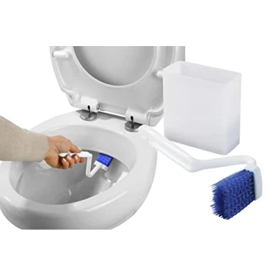 Image de Maximex Nettoyeur de Bords WC avec boîte, Brosse Nettoyage coudée Pratique, Boîte Rangement Murale Incluse, Dimensions (l x h p) : 4,5 23 9,2 cm