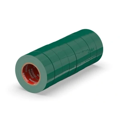 Image de ERKO Ruban adhésif isolant électrique PVC 19mm x 20m 8 pièces Vert Réparation de câbles électriques Très flexible avec une forte adhérence Résistant aux produits chimiques