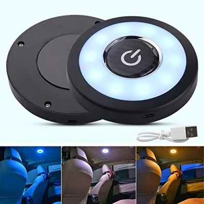 Image de Voiture Intérieur Dôme Lumières, 12V Universelles Lampes de Lecture Veilleuse Plafonnier, Éclairagede Magnétique, Automatique Plafond Toit Voiture, Lumineuses Blanc Bleu Glacier