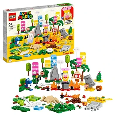 Image de LEGO Super Mario 71418 Set La boîte à Outils Créative, Construction avec Figurines, Créer Vos Propres Niveaux dans Le Désert et Lave, Extension Pack de Démarrage, Jouet
